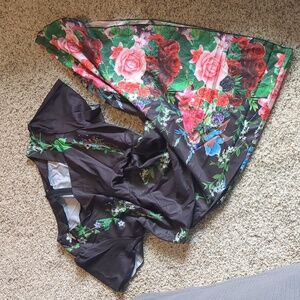 Black dress with multicolored flowers